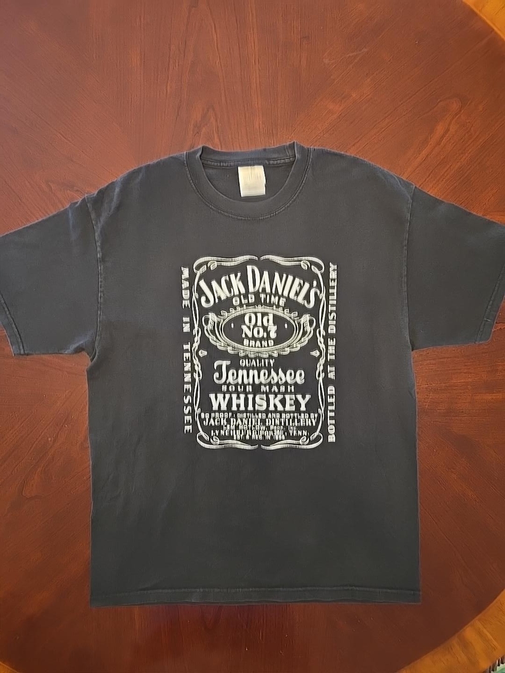 Jack Daniels Whiskey T Shirt Mens Large Black Port & Company Distressed Graphic